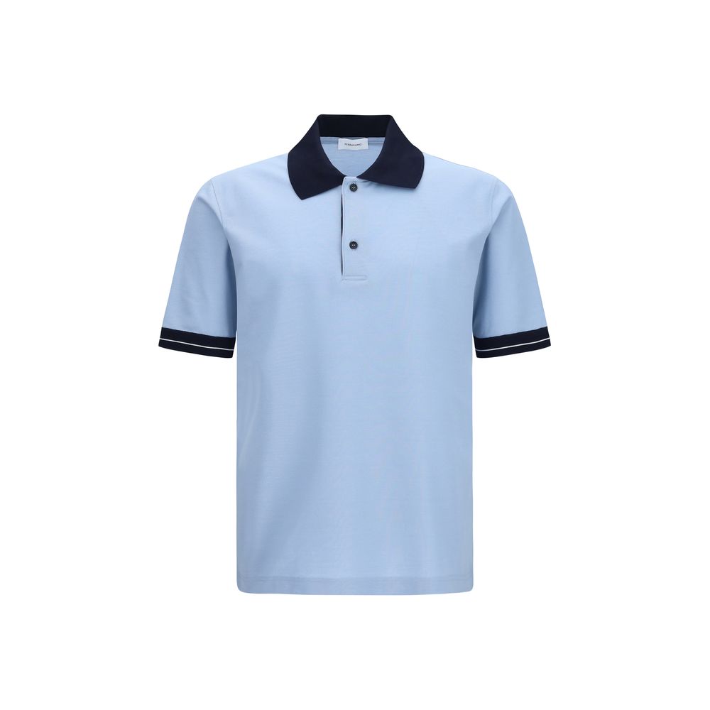 Polo Shirt by Ferragamo for men in cotton blue & striped showcases a enviable silhouette, featuring a refined and for a enviable finish.