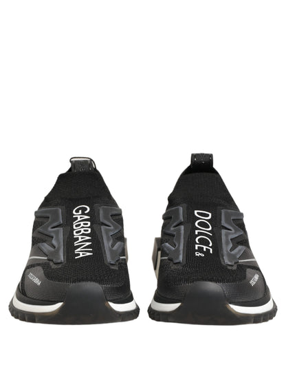 Dolce & Gabbana Women's Low Top Slip On Nylon Polyester Polyurethane Rubber & Viscose Sneakers - Black White