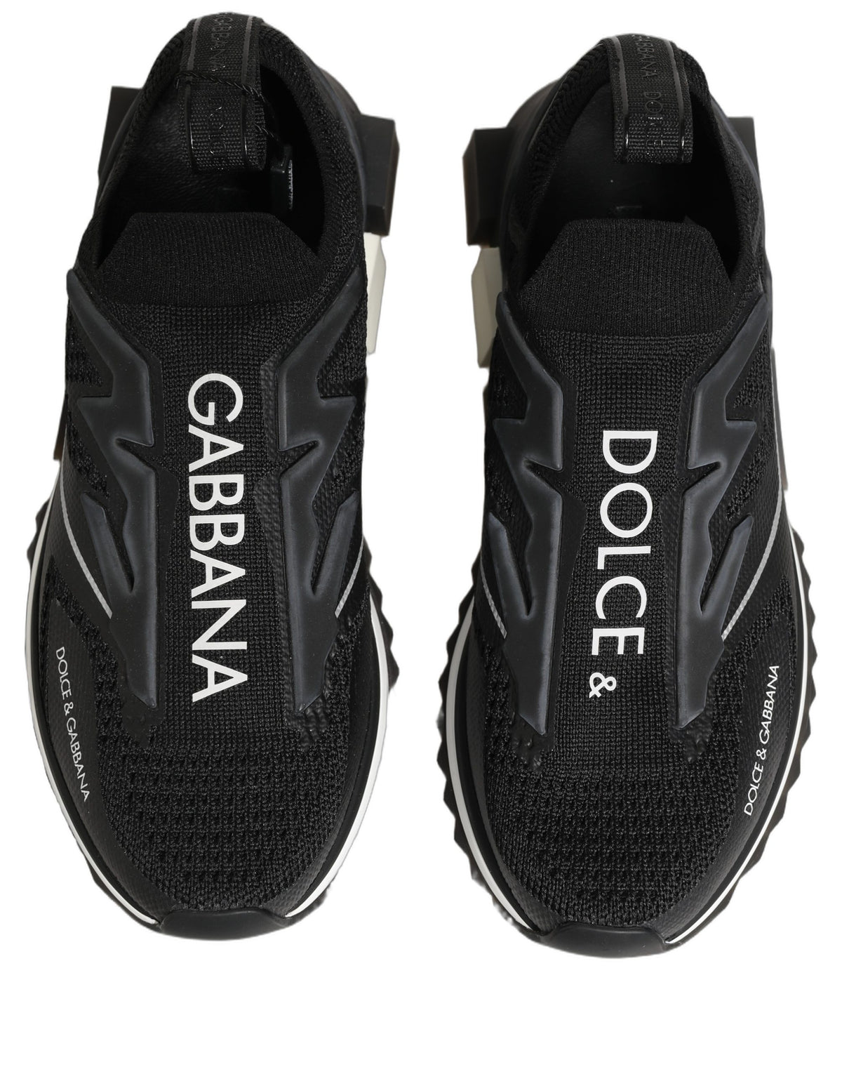 Dolce & Gabbana Women's Low Top Slip On Nylon Polyester Polyurethane Rubber & Viscose Sneakers - Black White