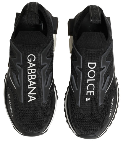 Dolce & Gabbana Women's Low Top Slip On Nylon Polyester Polyurethane Rubber & Viscose Sneakers - Black White