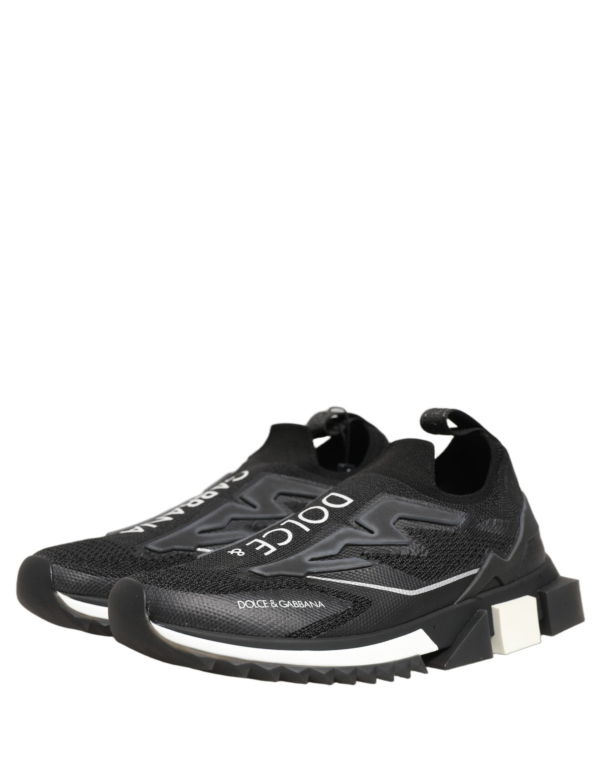 Dolce & Gabbana Women's Low Top Slip On Nylon Polyester Polyurethane Rubber & Viscose Sneakers - Black White