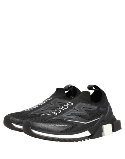 Dolce & Gabbana Women's Low Top Slip On Nylon Polyester Polyurethane Rubber & Viscose Sneakers - Black White