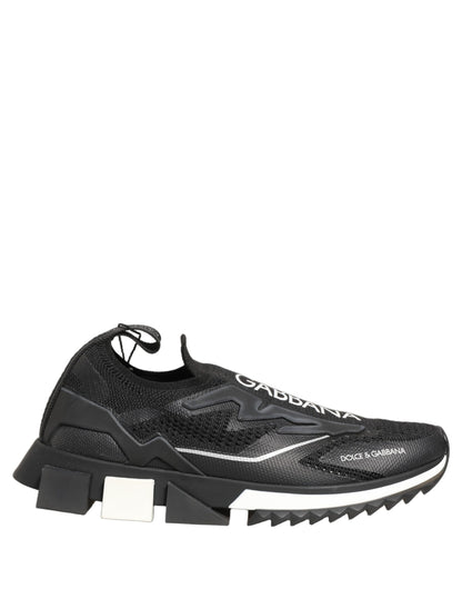 Dolce & Gabbana Women's Low Top Slip On Nylon Polyester Polyurethane Rubber & Viscose Sneakers - Black White