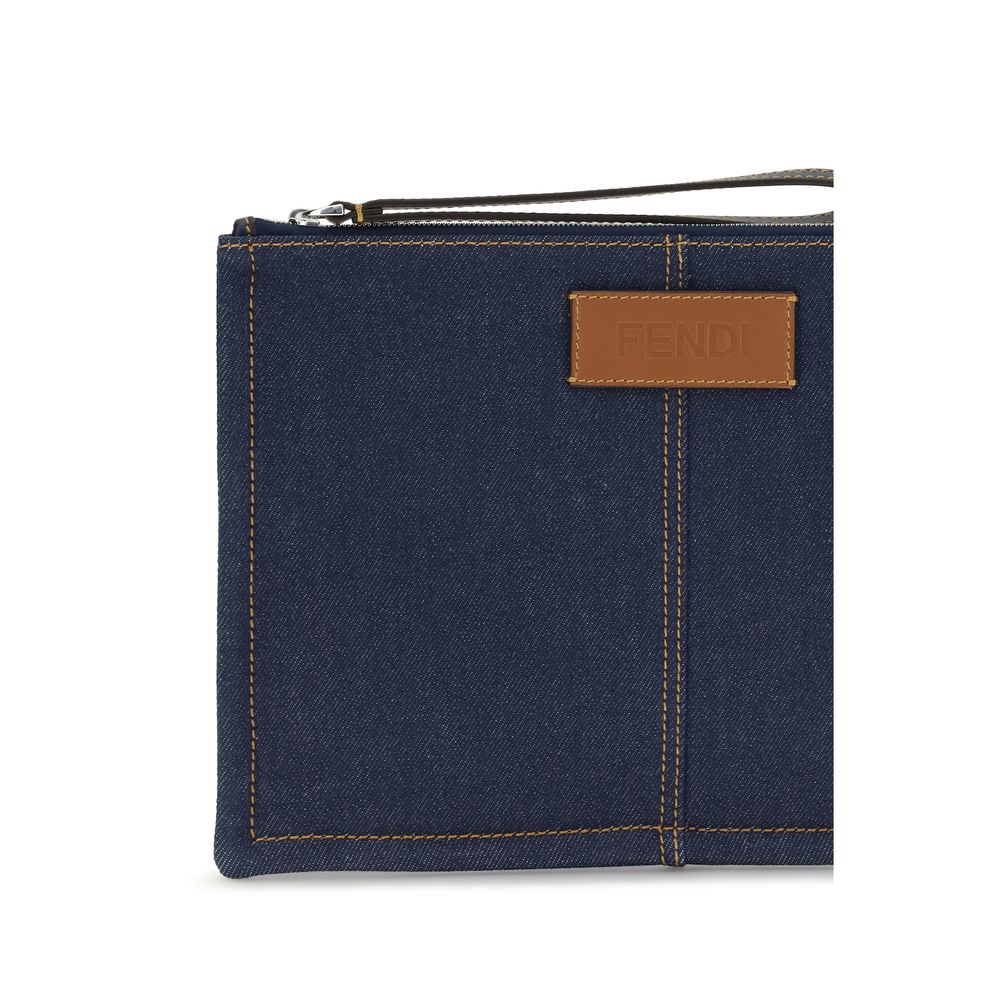 Fendi Blue Cotton Wallet