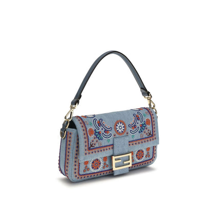 Fendi Blue Cotton Shoulder Bag
