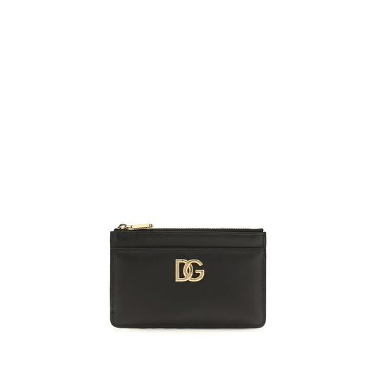 Cardholder Wallet by Dolce & Gabbana for women in bos taurus calfskin leather black & gold presents a architectural silhouette from the Bos Taurus Calfskin Leather Cardholder Wallet collection, showcasing architectural card-organization compact-design coin-purse for a architectural finish.