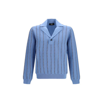 Fendi Blue Cotton Polo Shirt