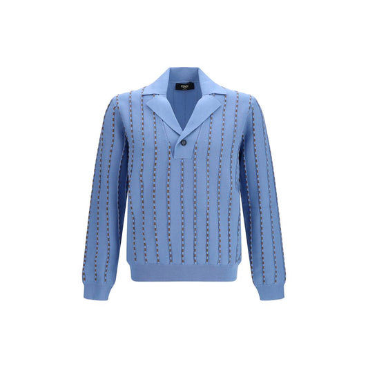 Fendi Blue Cotton Polo Shirt