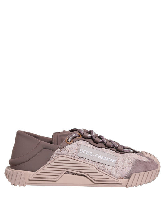 Dolce & Gabbana Women's Low Top PVC Polyurethane Goat Leather & Cotton Sneakers - Pink