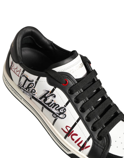 Dolce & Gabbana Men's Low Top Goat & Calf Leather Sneakers - Black White