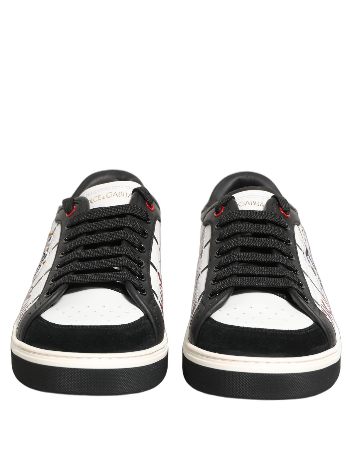 Dolce & Gabbana Men's Low Top Goat & Calf Leather Sneakers - Black White