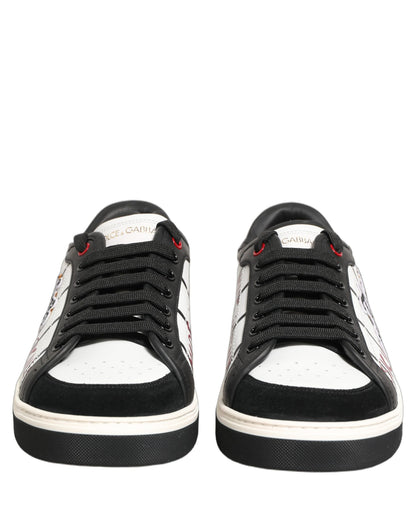 Dolce & Gabbana Men's Low Top Goat & Calf Leather Sneakers - Black White