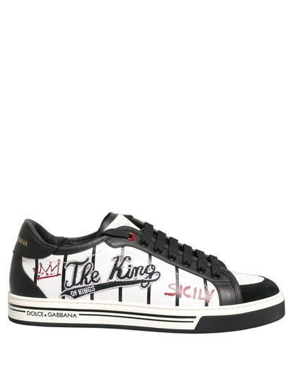 Dolce & Gabbana Men's Low Top Goat & Calf Leather Sneakers - Black White