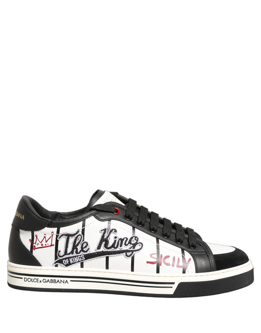 Dolce & Gabbana Men's Low Top Goat & Calf Leather Sneakers - Black White