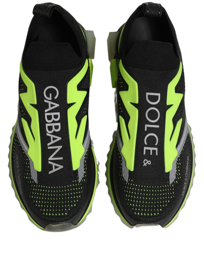 Dolce & Gabbana Men's Low Top Slip On Nylon Polyester Polyurethane Rubber & Viscose Sneakers - Black Green