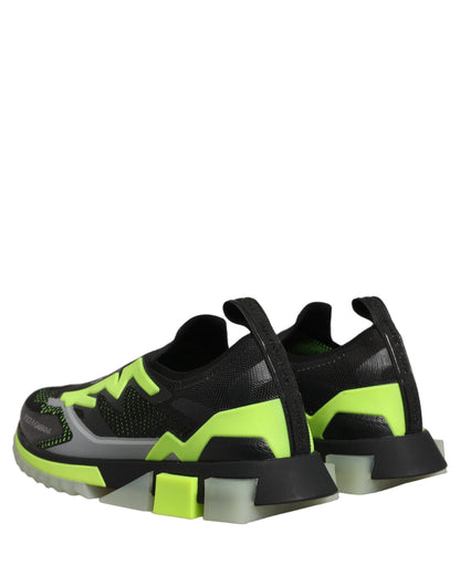 Dolce & Gabbana Men's Low Top Slip On Nylon Polyester Polyurethane Rubber & Viscose Sneakers - Black Green