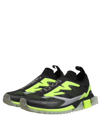 Dolce & Gabbana Men's Low Top Slip On Nylon Polyester Polyurethane Rubber & Viscose Sneakers - Black Green