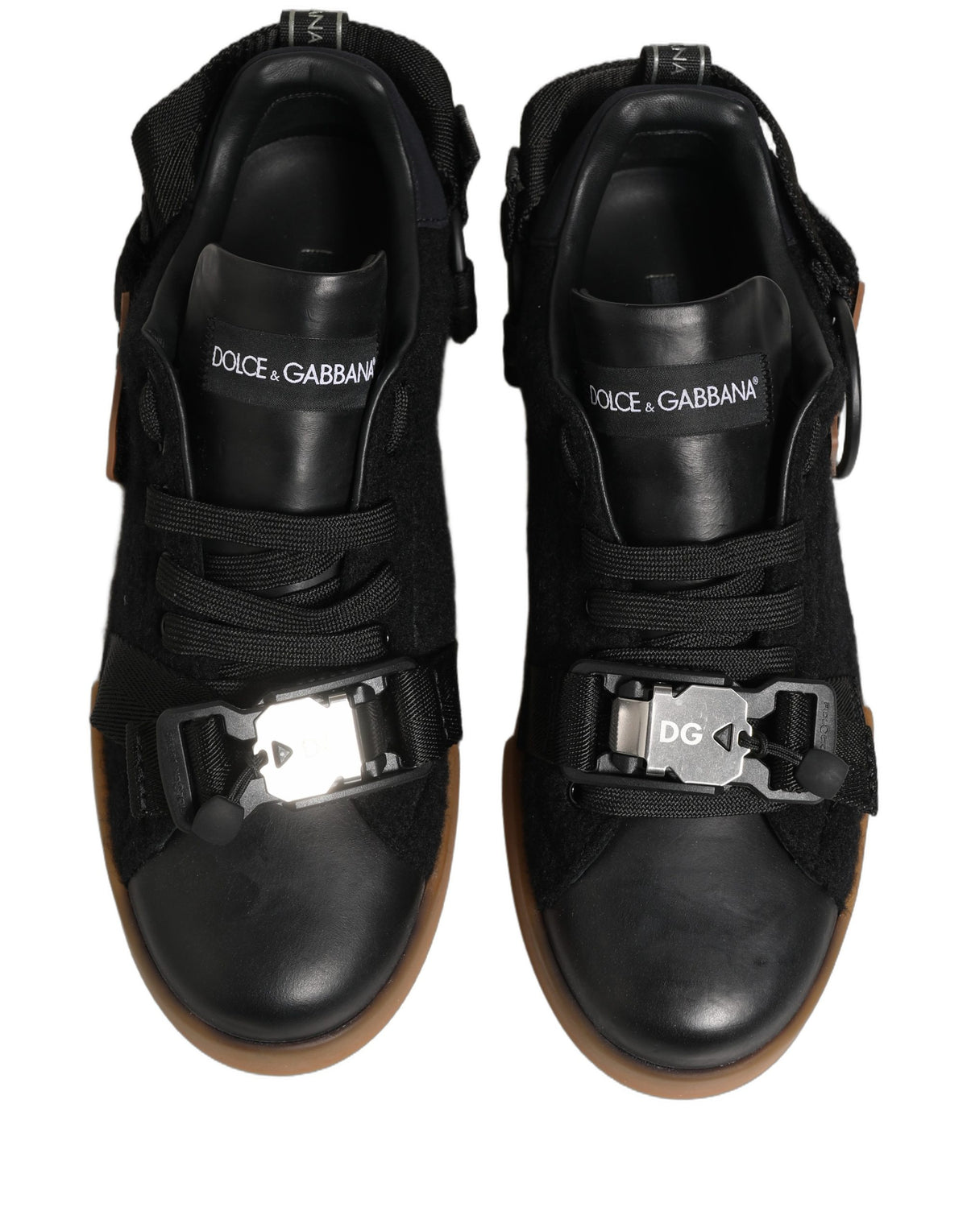 Dolce & Gabbana Men's Low Top Alpaca Wool Nylon PVC & Calf Leather Sneakers - Black Multicolor