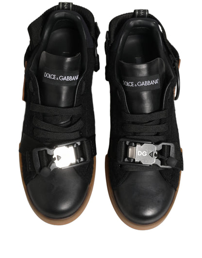 Dolce & Gabbana Men's Low Top Alpaca Wool Nylon PVC & Calf Leather Sneakers - Black Multicolor