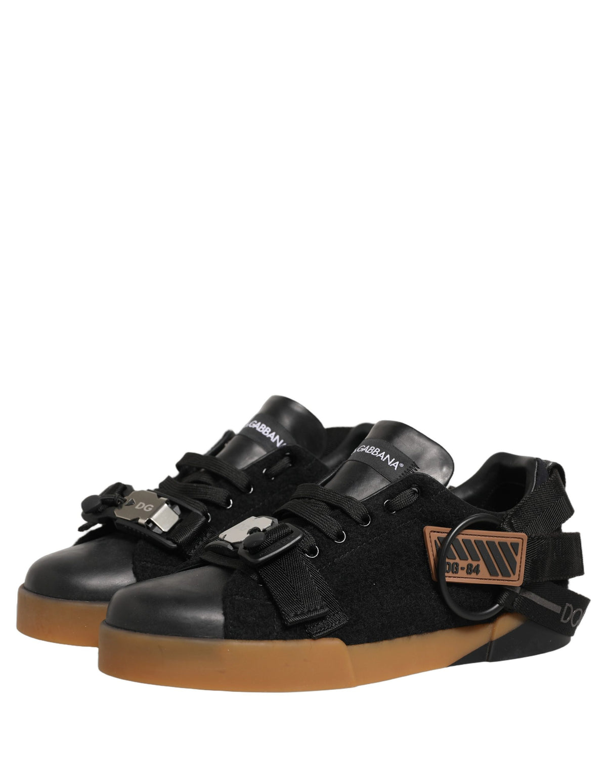Dolce & Gabbana Men's Low Top Alpaca Wool Nylon PVC & Calf Leather Sneakers - Black Multicolor