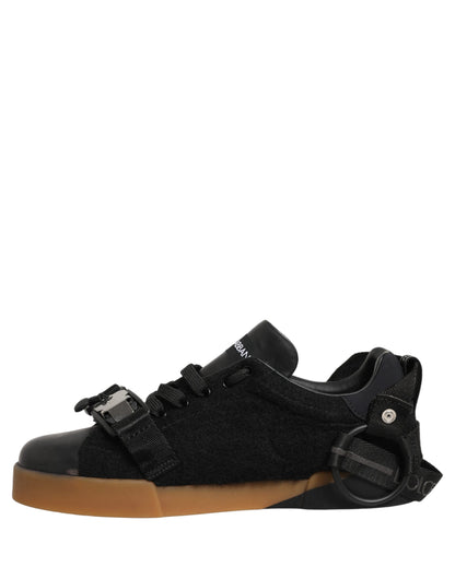 Dolce & Gabbana Men's Low Top Alpaca Wool Nylon PVC & Calf Leather Sneakers - Black Multicolor