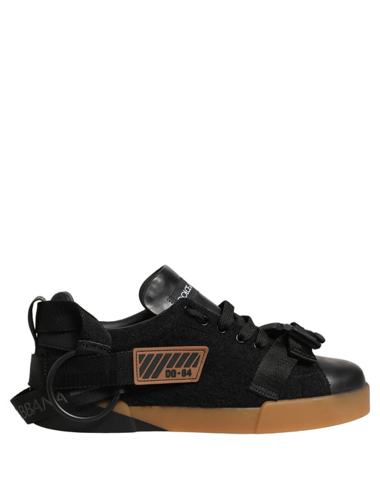 Dolce & Gabbana Men's Low Top Alpaca Wool Nylon PVC & Calf Leather Sneakers - Black Multicolor