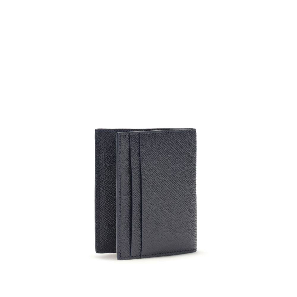 Cardholder Wallet by Ferragamo for men in bos taurus calfskin nappa leather blue, palladium & signature features a streamlined silhouette, showcasing the streamlined Gancini Bos Taurus Calfskin Nappa Leather Cardholder Wallet design with sophisticated card-organization compact-design for a premium look.
