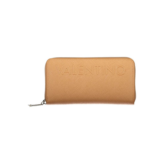 Cardholder Wallet by Mario Valentino for women in polyurethane brown & signature showcases a refined silhouette, artfully capturing the essence of the refined Polyurethane Cardholder Wallet design with functional card-organization.