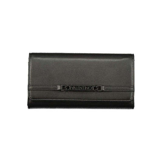 Wallet by Mario Valentino for women in polyurethane black presents a architectural silhouette from the Polyurethane Wallet collection, showcasing architectural coin-purse for a architectural finish.