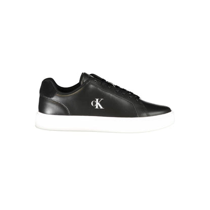 Sneakers by Calvin Klein for men in polyester polyurethane leather black, signature & print presents a sumptuous silhouette, artfully capturing the essence of the Men's Fashion Polyester Polyurethane Leather Sneakers with its sumptuous fashion style design.