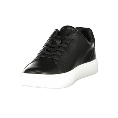 Sneakers by Calvin Klein for men in polyester polyurethane leather black, signature & print features an opulent silhouette from the Men's Fashion Polyester Polyurethane Leather Sneakers collection, showcasing a signature fashion style with an opulent finish.