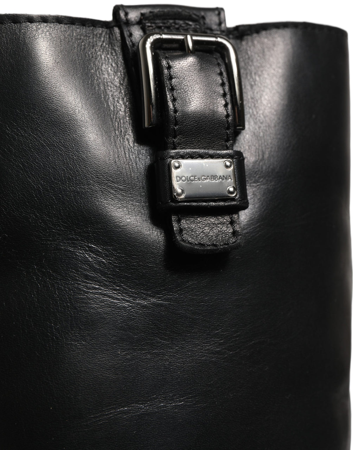Dolce & Gabbana Women's Calf Leather Flat Mid-Calf Boots - Black