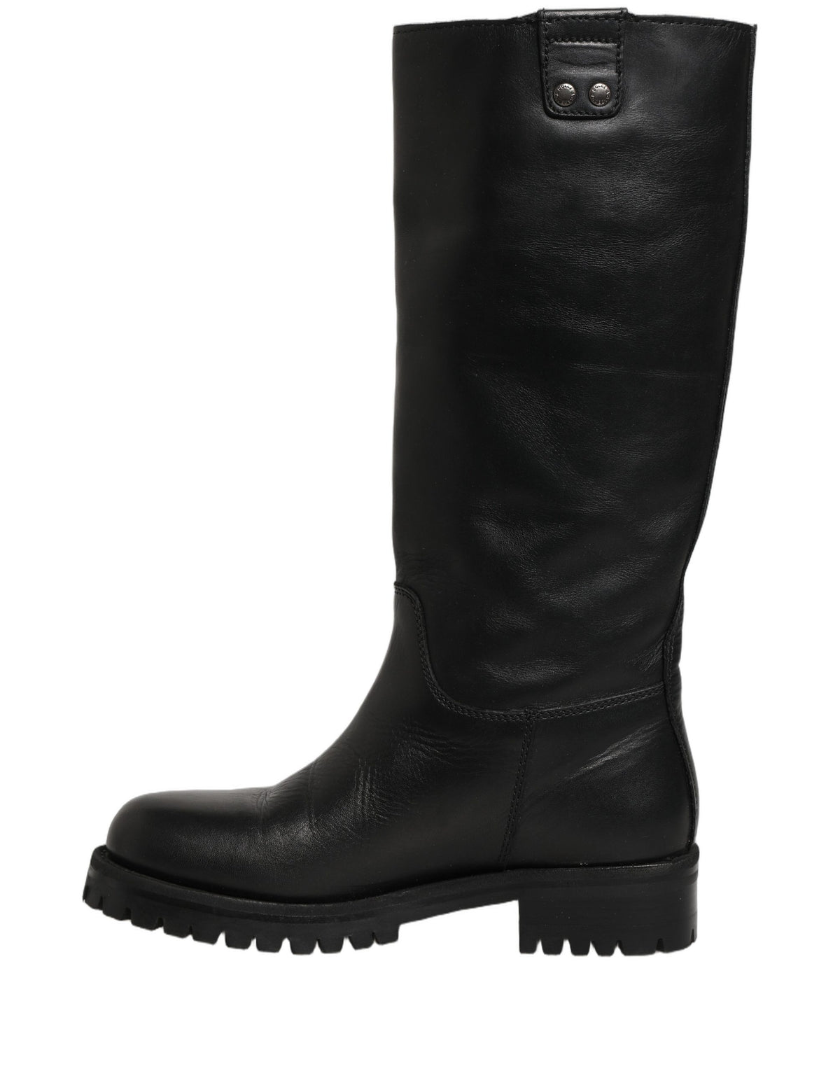 Dolce & Gabbana Women's Calf Leather Flat Mid-Calf Boots - Black
