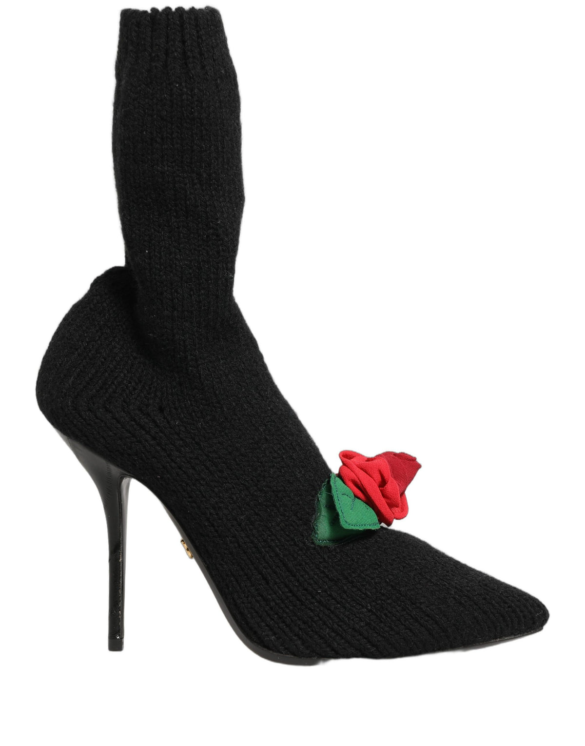 Dolce & Gabbana Women's Nylon Virgin Wool Eel & Calf Leather High-Heel Stiletto Sock Mid-Calf Boots - Black Floral