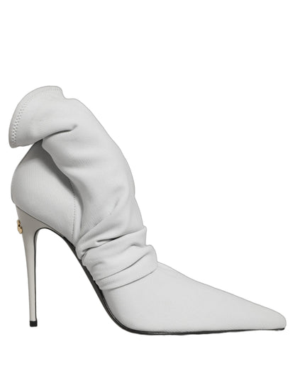 Dolce & Gabbana Women's Nappa Leather Nylon & Viscose High-Heel Stiletto Ankle Boots - Gray Light Grey