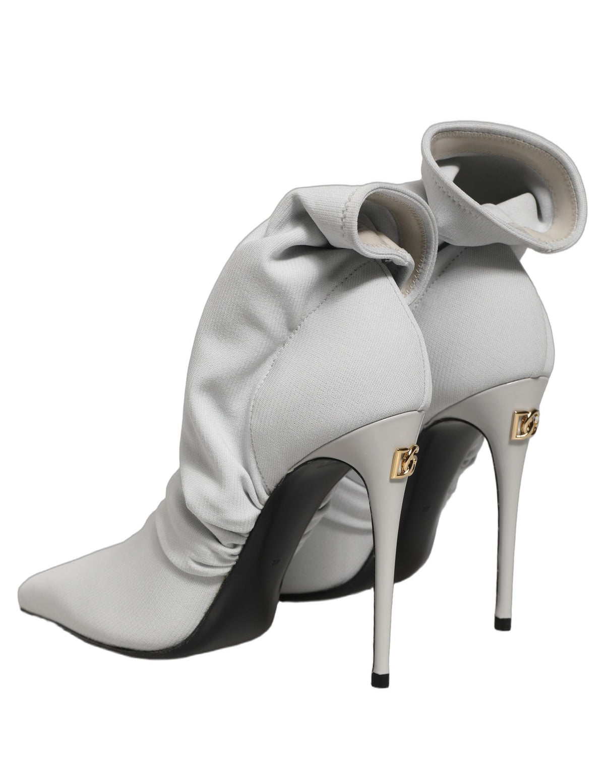 Dolce & Gabbana Women's Nappa Leather Nylon & Viscose High-Heel Stiletto Ankle Boots - Gray Light Grey
