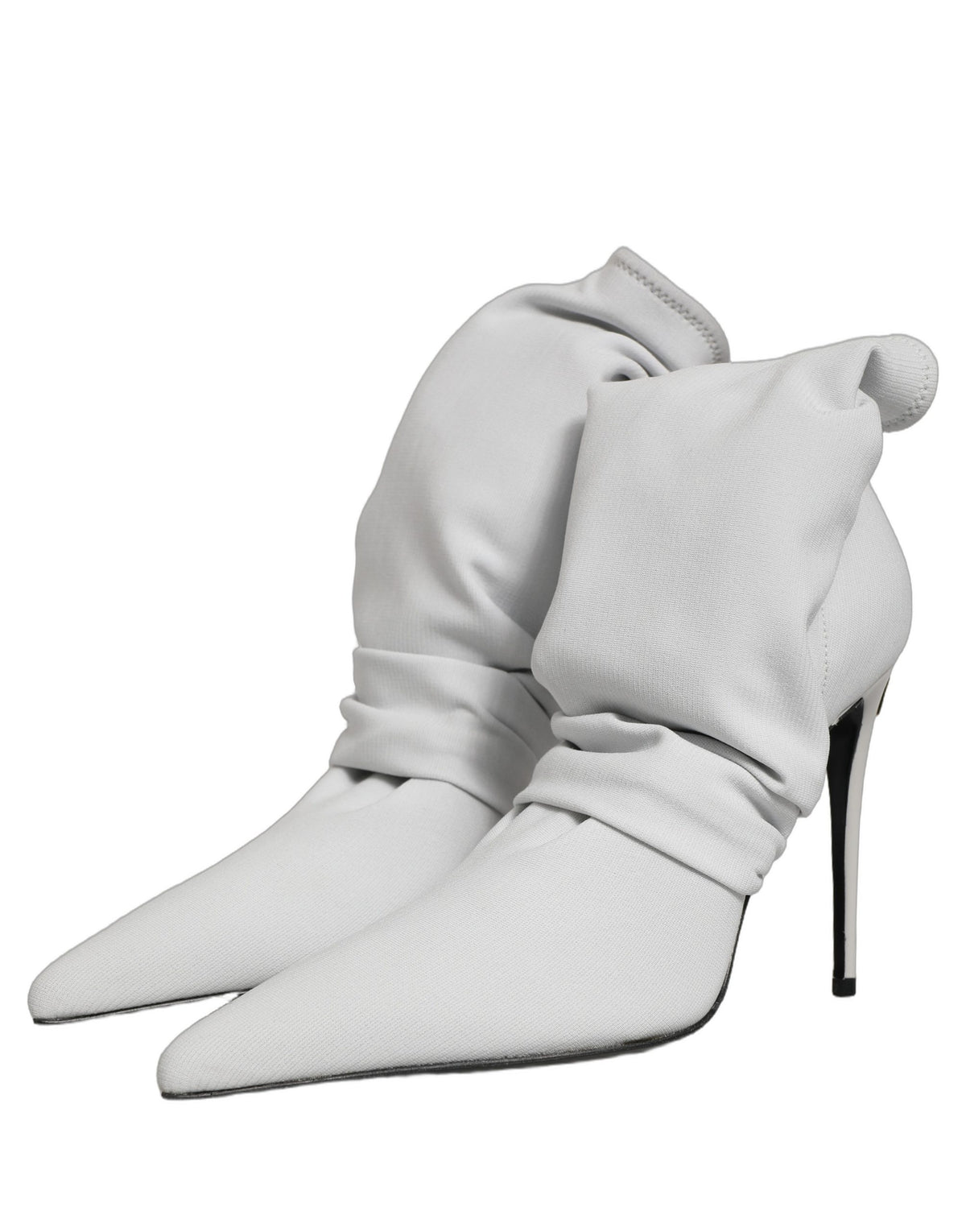 Dolce & Gabbana Women's Nappa Leather Nylon & Viscose High-Heel Stiletto Ankle Boots - Gray Light Grey