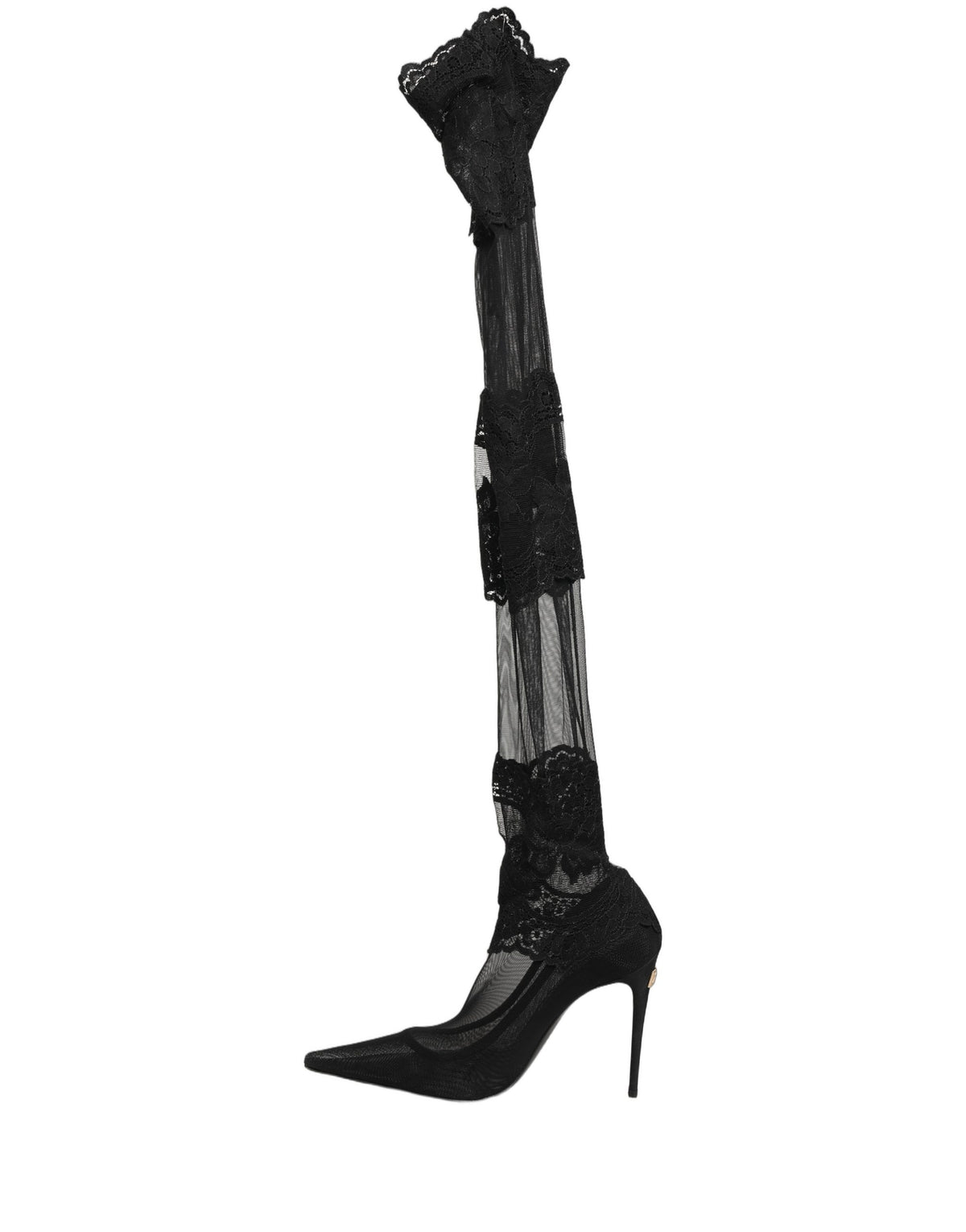 Dolce & Gabbana Women's Leather Nylon & Viscose High-Heel Stiletto Sock Over-The-Knee Boots - Black