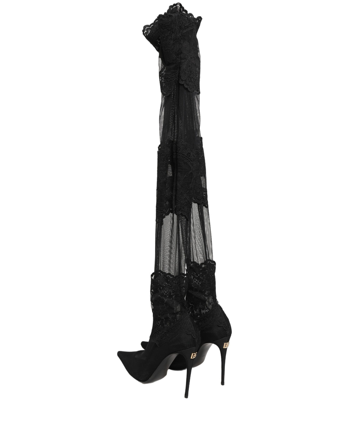 Dolce & Gabbana Women's Leather Nylon & Viscose High-Heel Stiletto Sock Over-The-Knee Boots - Black