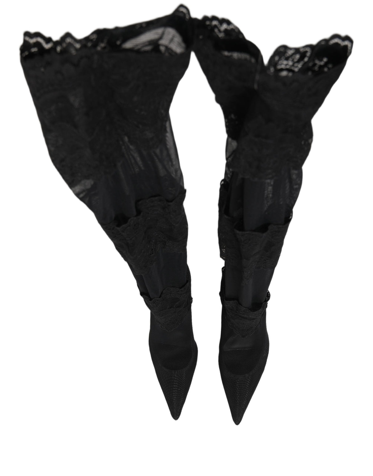 Dolce & Gabbana Women's Leather Nylon & Viscose High-Heel Stiletto Sock Over-The-Knee Boots - Black