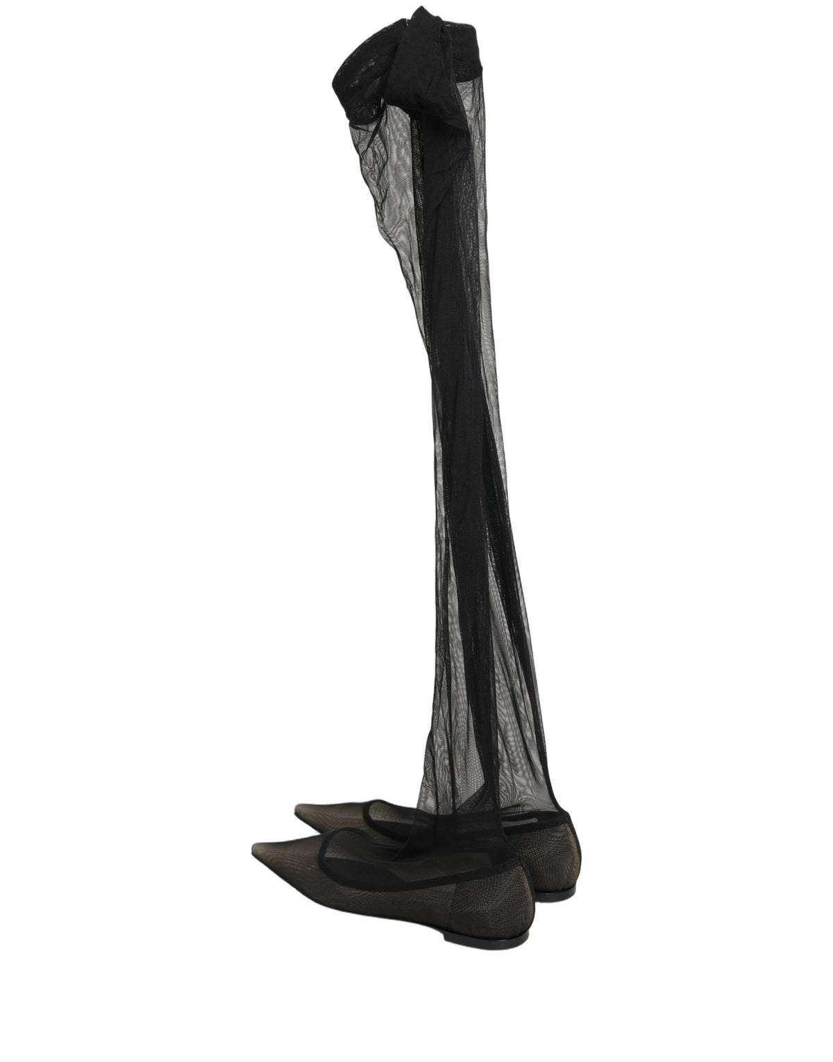 Dolce & Gabbana Women's Leather Nylon & Tulle Flat Over-The-Knee Boots - Black