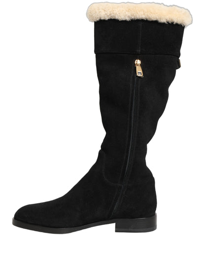 Dolce & Gabbana Women's Suede Calf Leather Flat High Knee-High Over-The-Knee Boots - Black