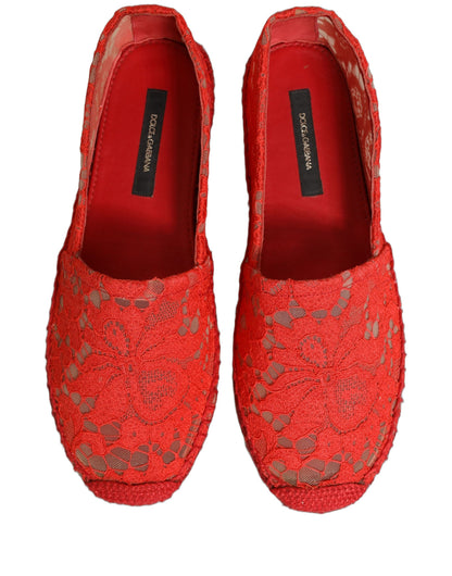 Dolce & Gabbana Women's Cotton Silk Nylon & Goat Leather Espadrilles Loafers Flat Shoes - Red