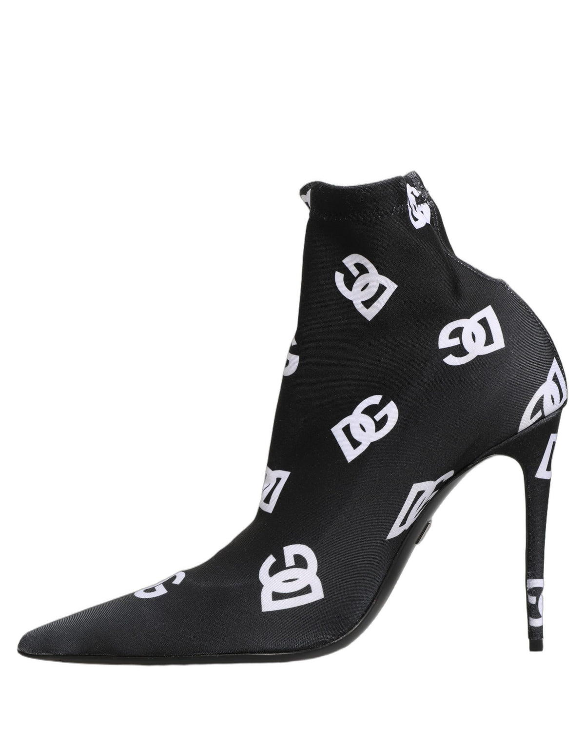 Dolce & Gabbana Women's Polyester & Goat Leather High-Heel Ankle Short Boots - Black White Monogram