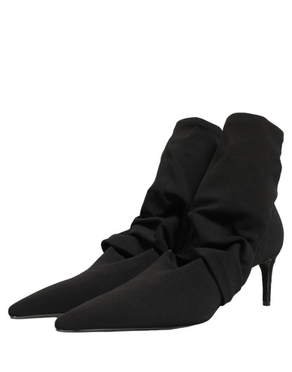 Dolce & Gabbana Women's Goat Nappa Leather Nylon & Viscose High-Heel Ankle Boots - Black