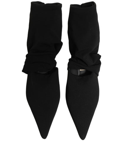 Dolce & Gabbana Women's Goat Nappa Leather Nylon & Viscose High-Heel Ankle Boots - Black