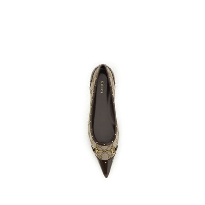 Gucci Beige Fabric Ballet Flats