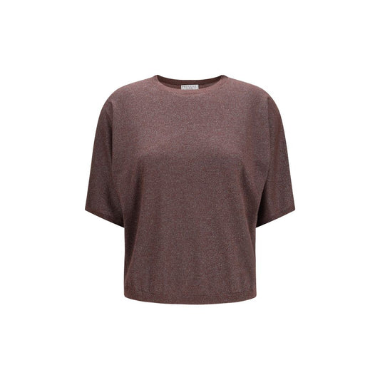 Sweatshirt by Brunello Cucinelli for women in cashmere polyamide & silk purple showcases a slouchy chic silhouette, artfully detailed with a slouchy chic round neckline and short-sleeve for a slouchy chic finish.