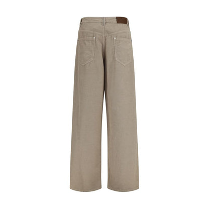 Casual Pants by Brunello Cucinelli for women in linen cotton & leather beige features an refined tailoring silhouette, showcasing a premium straight-leg & regular-fit with a and long cut for a refined tailoring look.