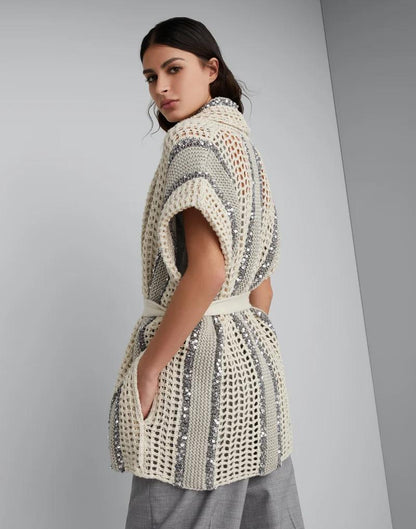 Brunello Cucinelli Bicolor Fibres Sleeveless Jacket